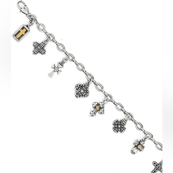 Brighton Eternity Cross Charm Bracelet in Silver with Gold Accents - Picture 3 of 12